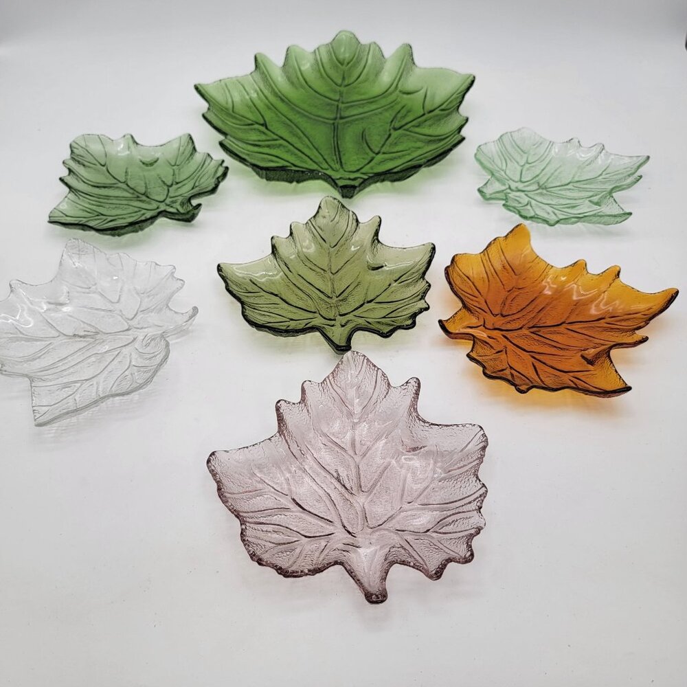 Leaf-Shaped Glass Dish Set In Various Colors by Studio Everyday